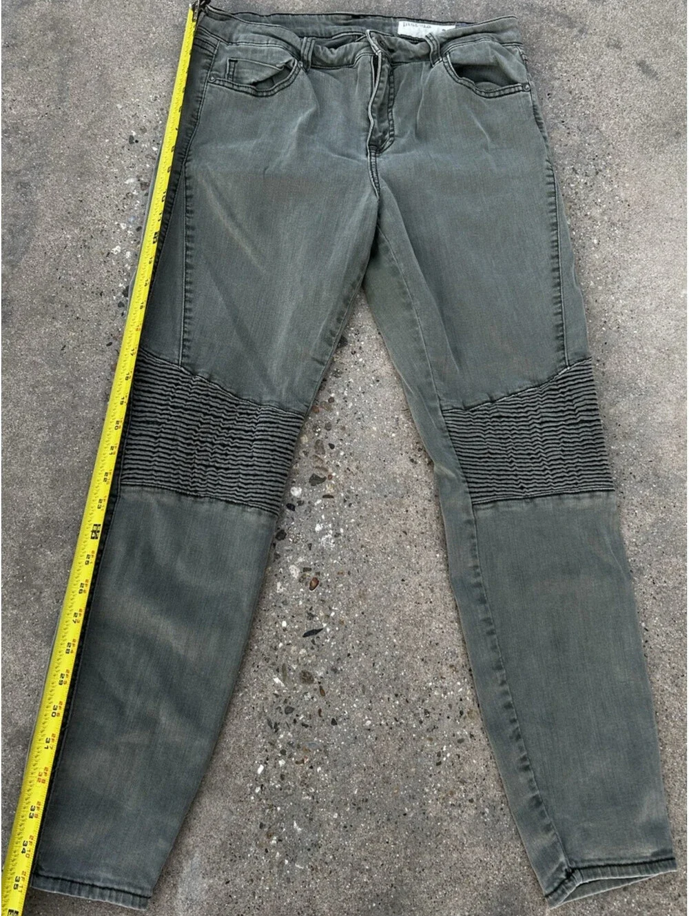 Pistola Womens Green Denim Slim Fit Dark Wash Jeans Size 31 Moto Pants Fast Gear
